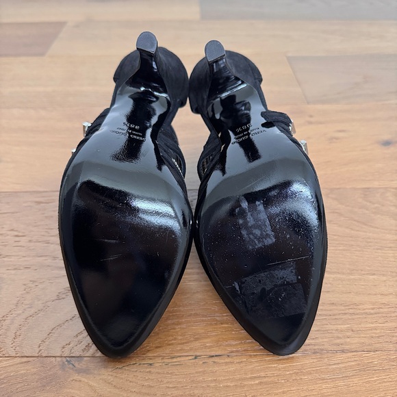 Giuseppe Zanotti Design x BALMAIN Black Suede Ankle Bootie Criss Cross Zips 38½︎ - Picture 7 of 11